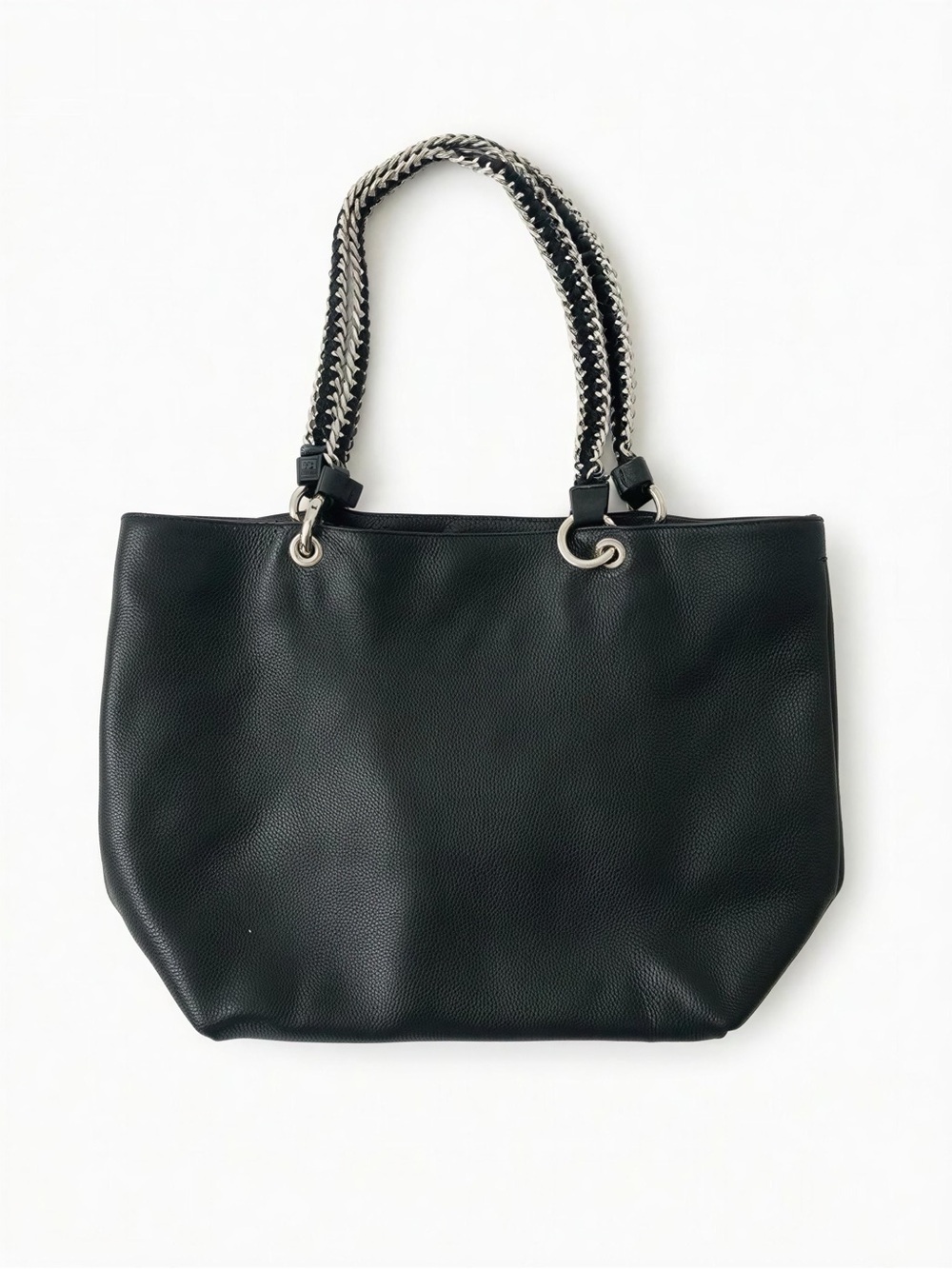 Coccinelle Pebbled Leather Shoulder Tote with Chain-Strap Detail Like New.